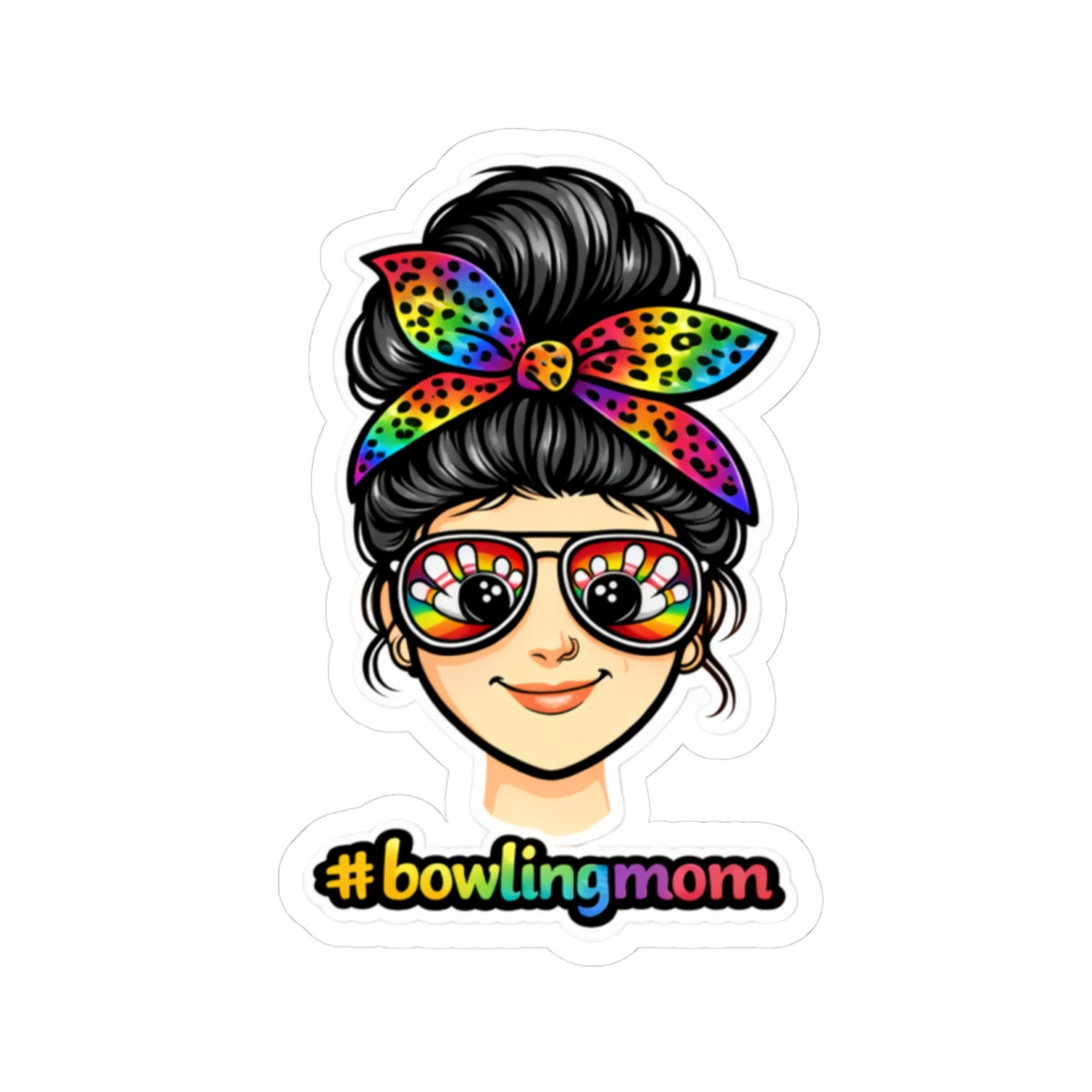 #Bowlingmom Sticker - Black hair
