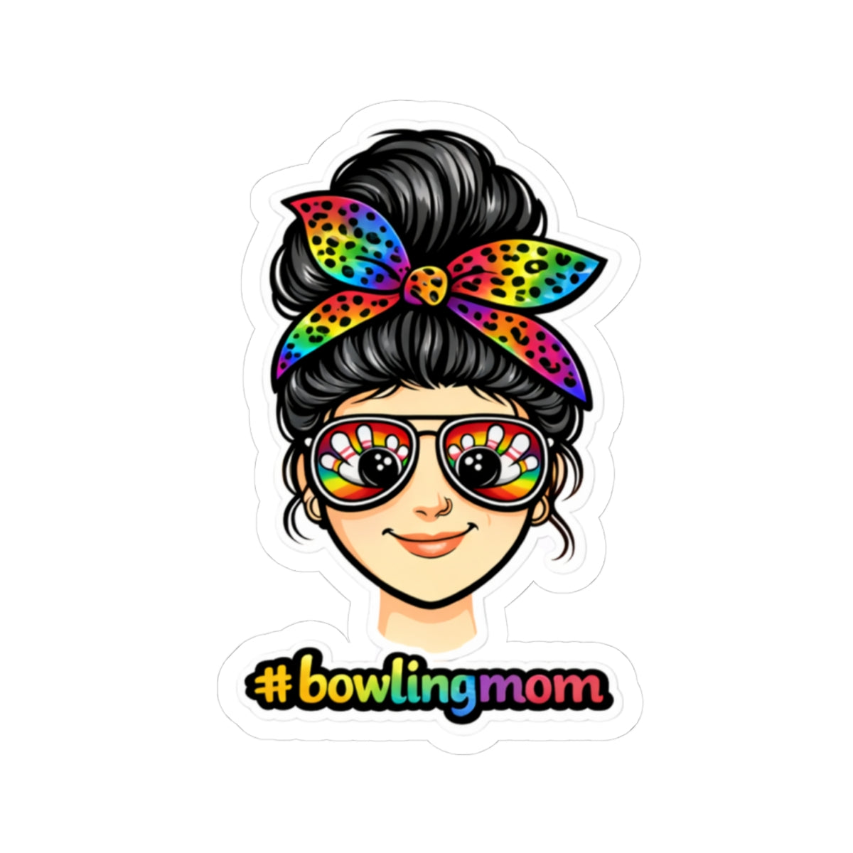 #Bowlingmom Sticker - Black hair